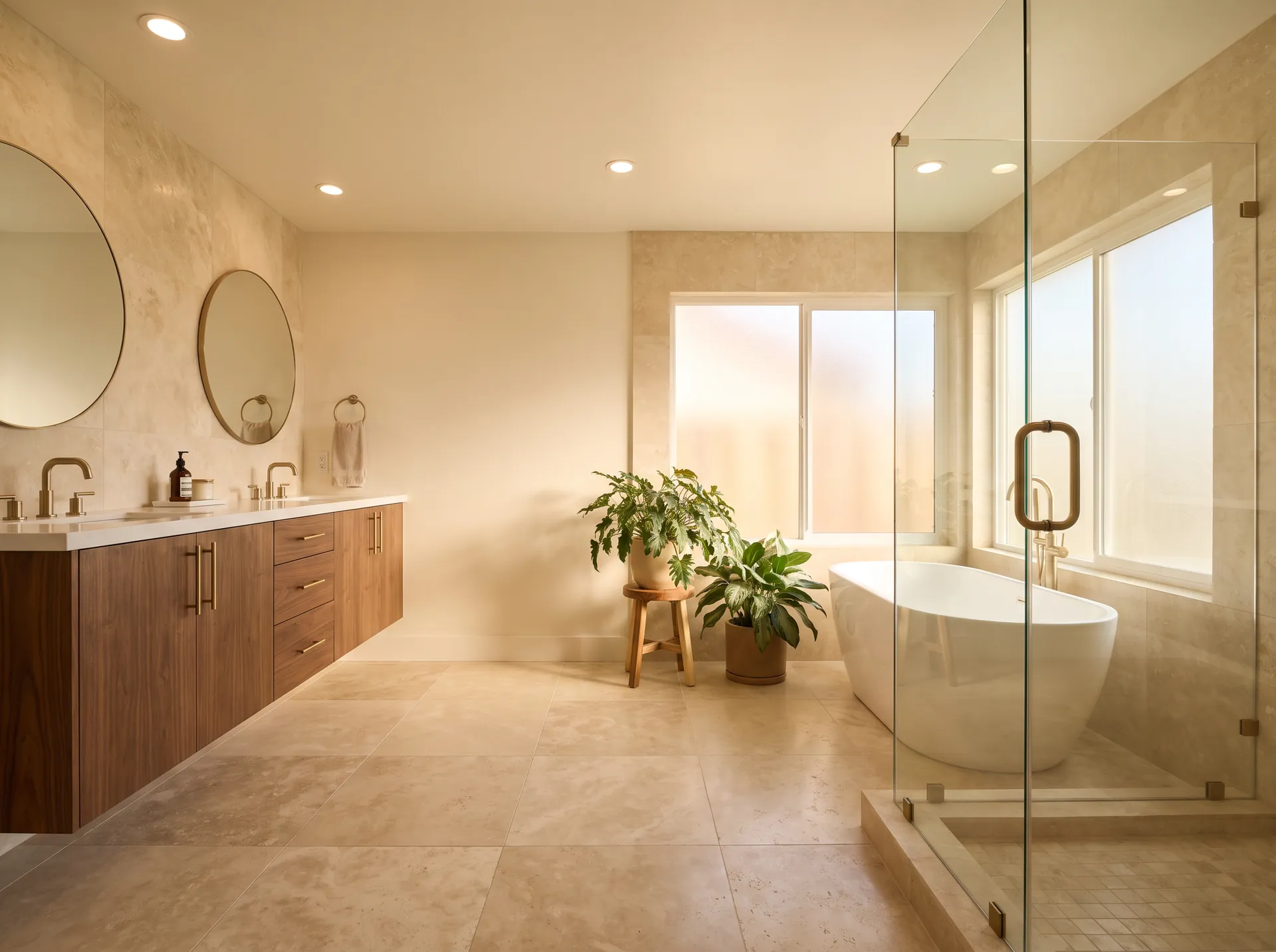 Renovated bathroom with updated vanity, tile, and fixtures.